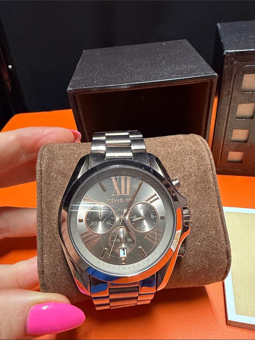 Michael Kors Rose Gold-Tone Chronograph Bracelet Watch - Picture 3 of 8